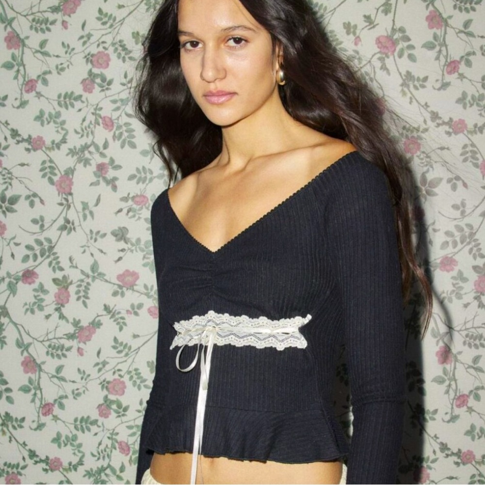 Kimchi Blue Gianna Off-The-Shoulder Lace-Inset Top NWT